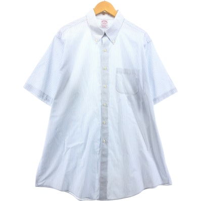 古着 ブルックスブラザーズ Brooks Brothers Est.1818 半袖 ボタンダウン ストライプシャツ メンズL相当/eaa562610