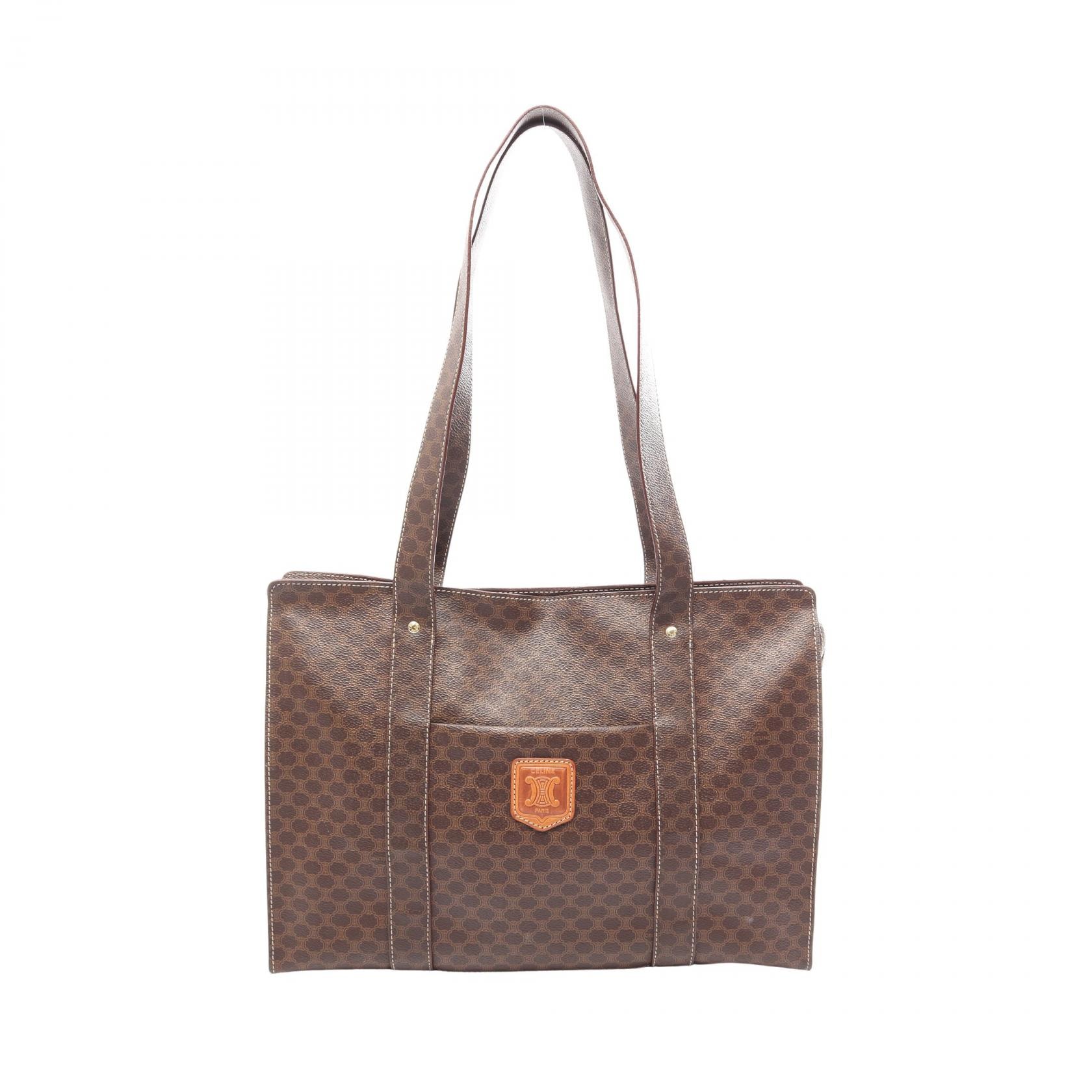 セリーヌ CELINE マカダム トートバッグ バッグ PVCコーティングキャンバス レディース ブラウン系 【中古】