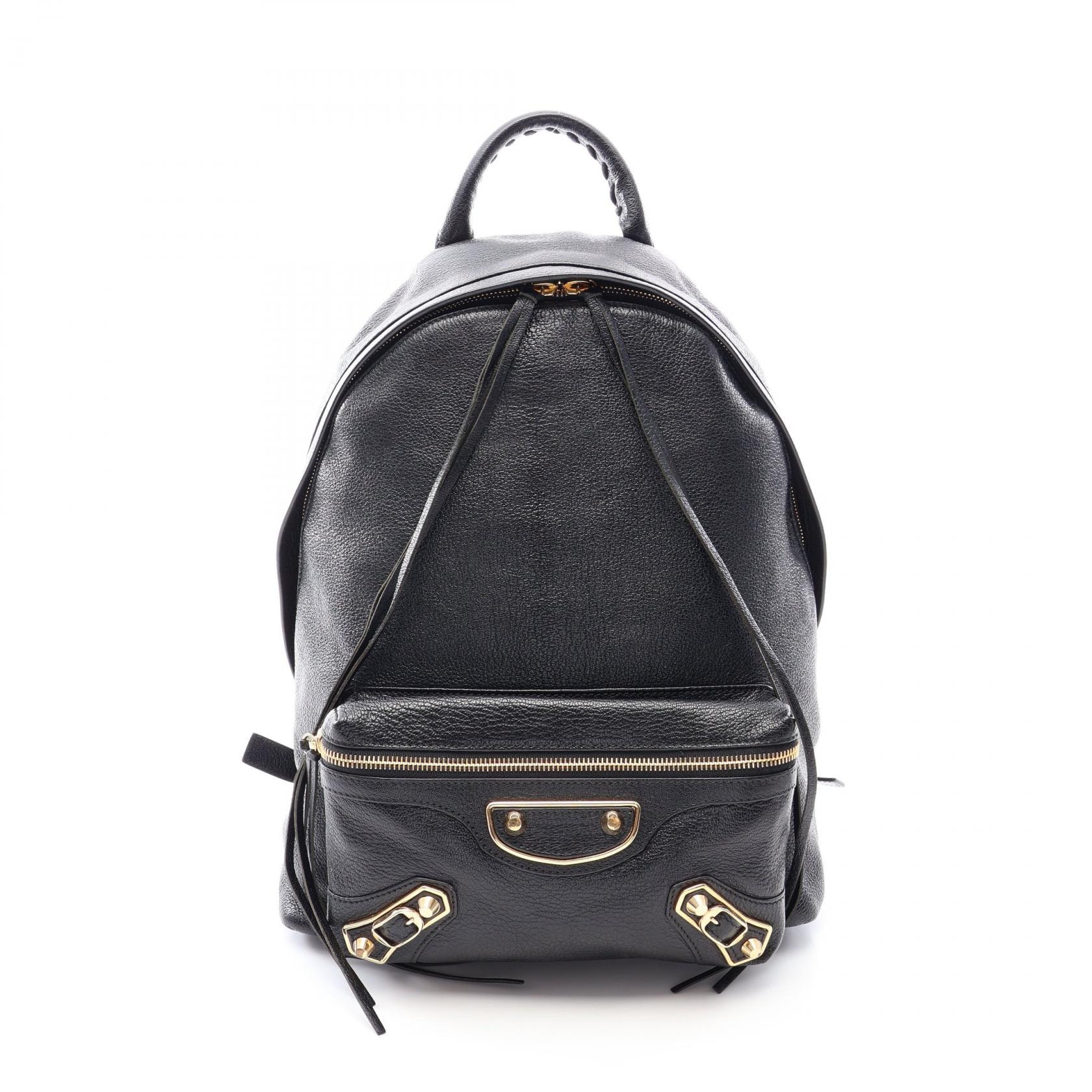 バレンシアガ BALENCIAGA シティ リュックサック バックパック バッグ レザー メンズ レディース ブラック系 【中古】