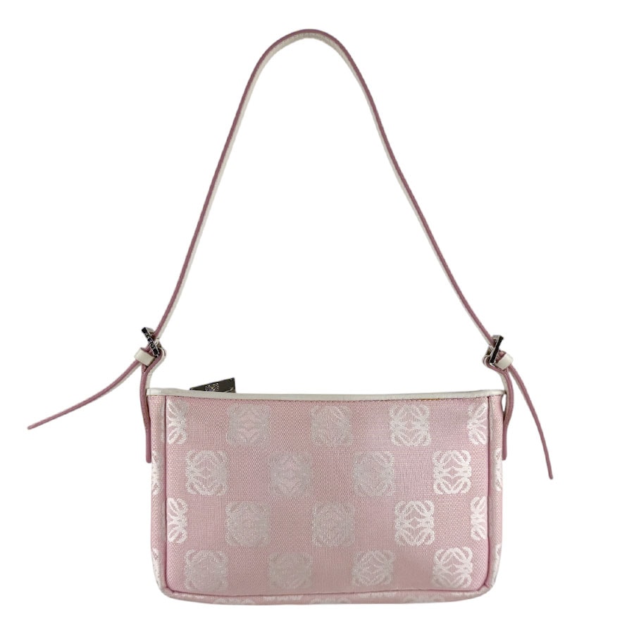 ロエベ LOEWE ハンドバッグ アナグラム ナイロンキャンバス/レザー ピンク/ホワイト レディース【中古】 z9543