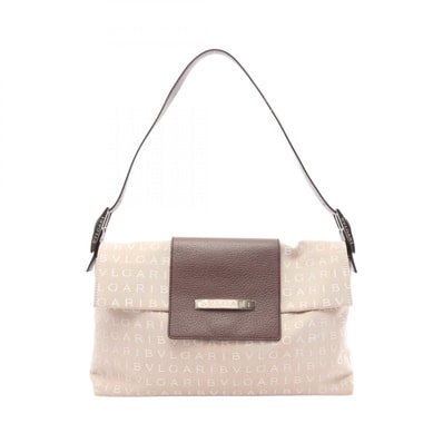 ブルガリ BVLGARI ロゴマニア ショルダーバッグ バッグ キャンバス レザー レディース ベージュ系 / ブラウン系 【中古】