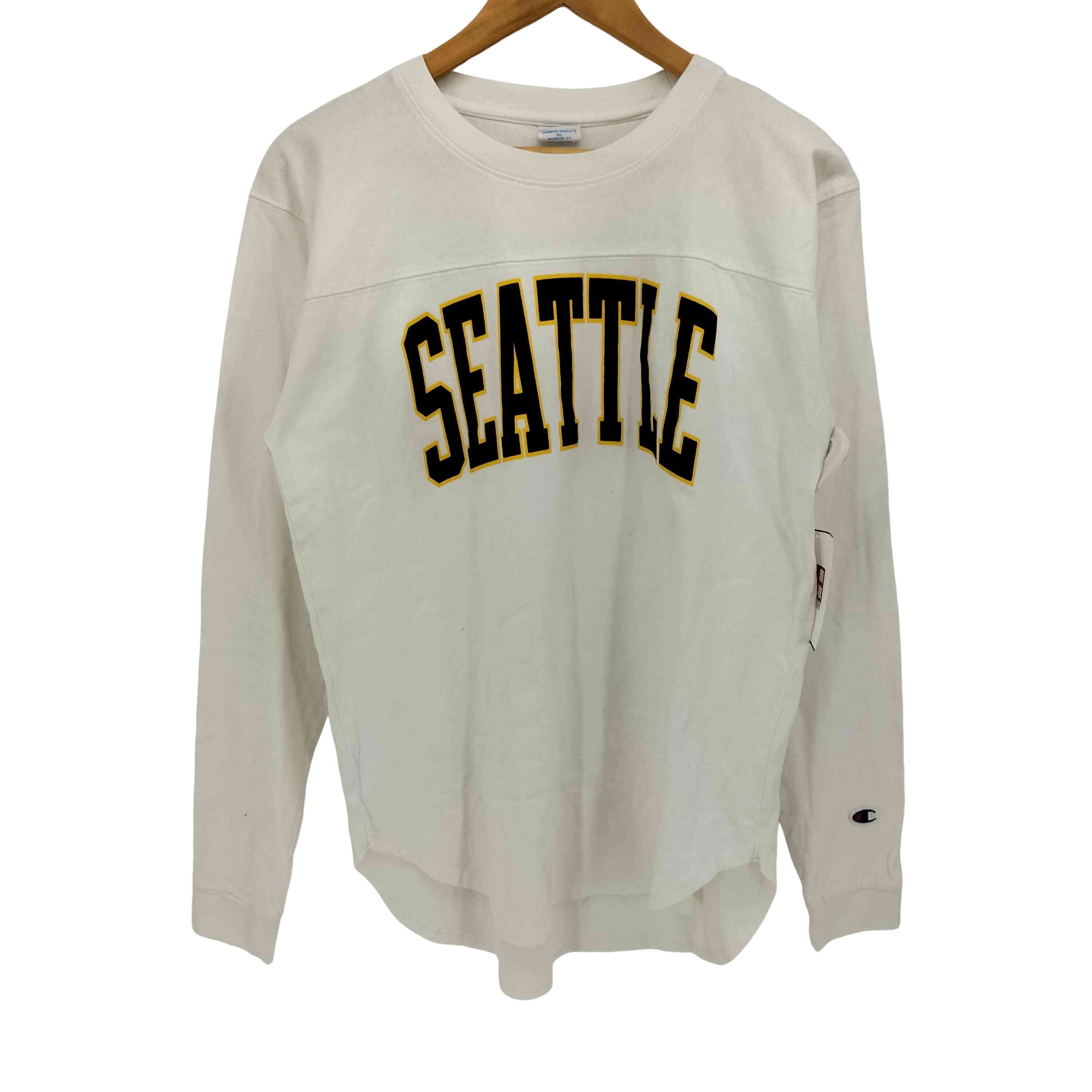 SEATTLE カレッジ プリント フットボール クルーネック L/S Tシャツ【1139915024425】