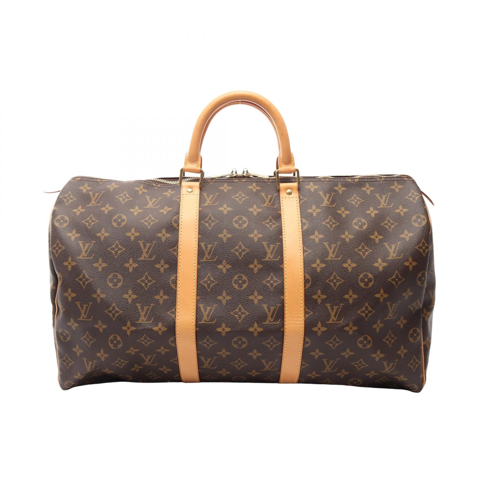 ルイ・ヴィトン LOUIS VUITTON キーポル50 ボストンバッグ バッグ PVCコーティングキャンバス レザー モノグラム メンズ レディース ブラウン系 M41426 【中古】