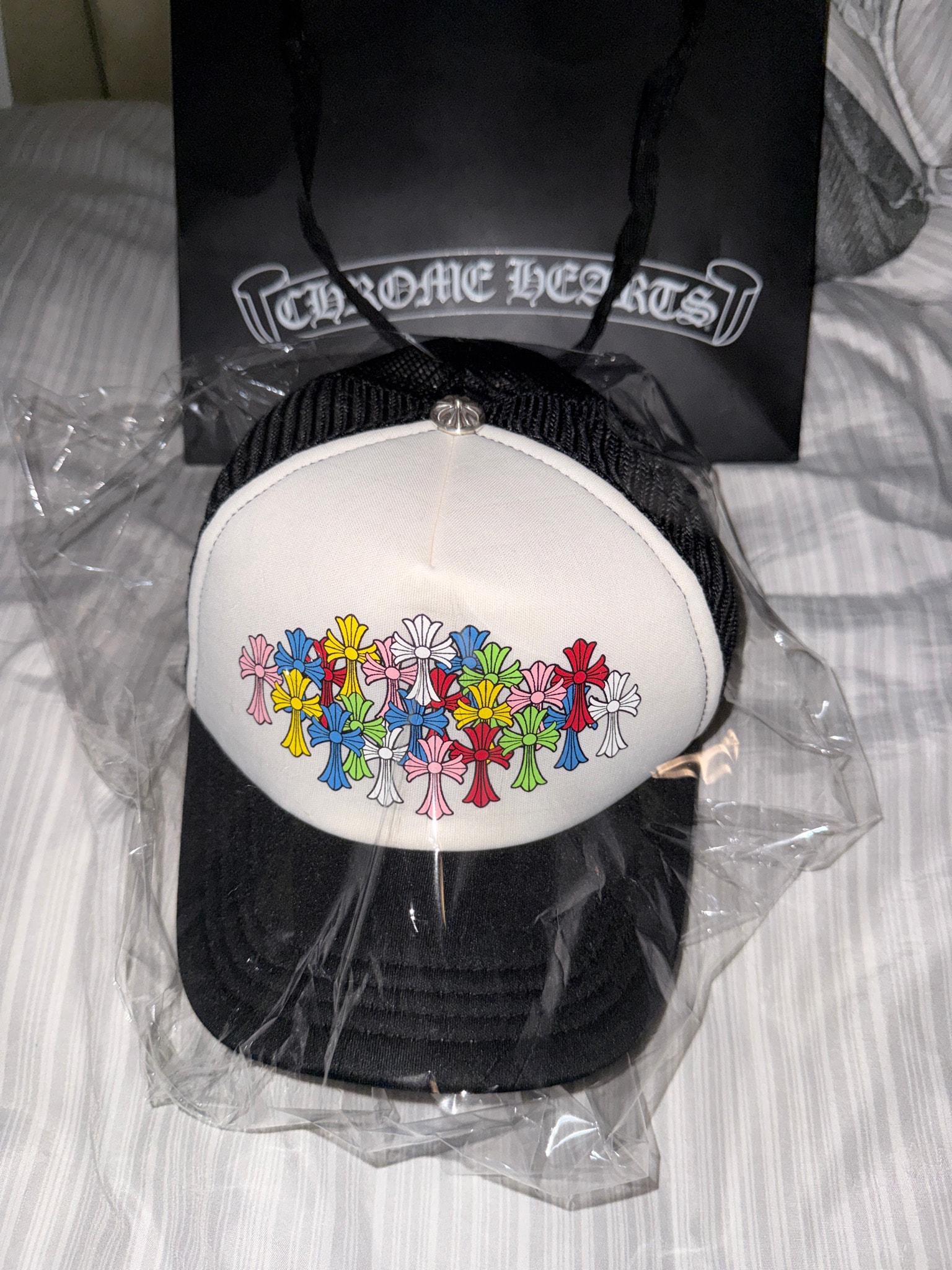 Chrome Hearts Trucker Cap Cemetery King Taco Cross "Black/White"