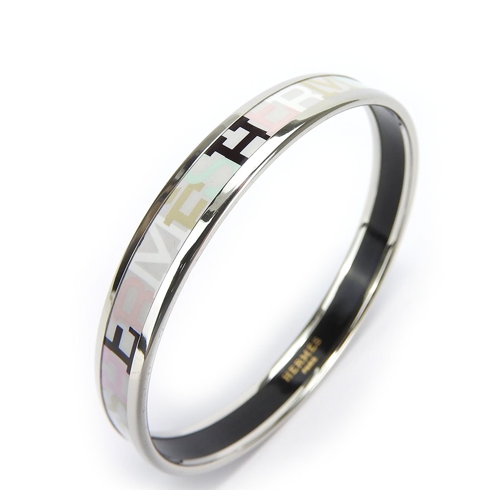 【中古】 エルメス バングル エマイユPM エナメル メタル マルチカラー マルチカラー ライトグレー シルバー金具 K刻印 アクセサリー 小物 レディース 女性 HERMES