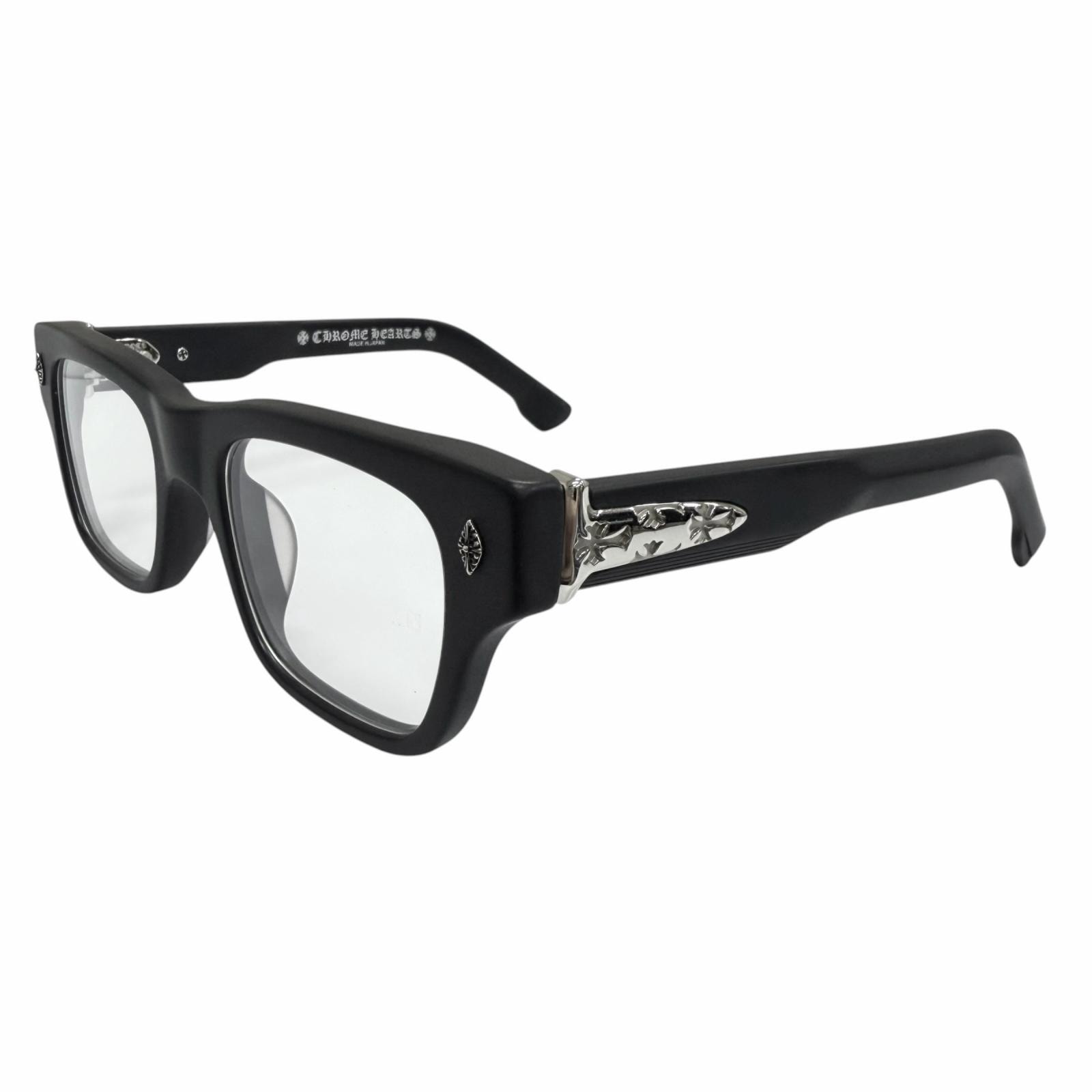 美品 クロムハーツ メガネ CRYPDIC ブラック メンズ 51□22-145