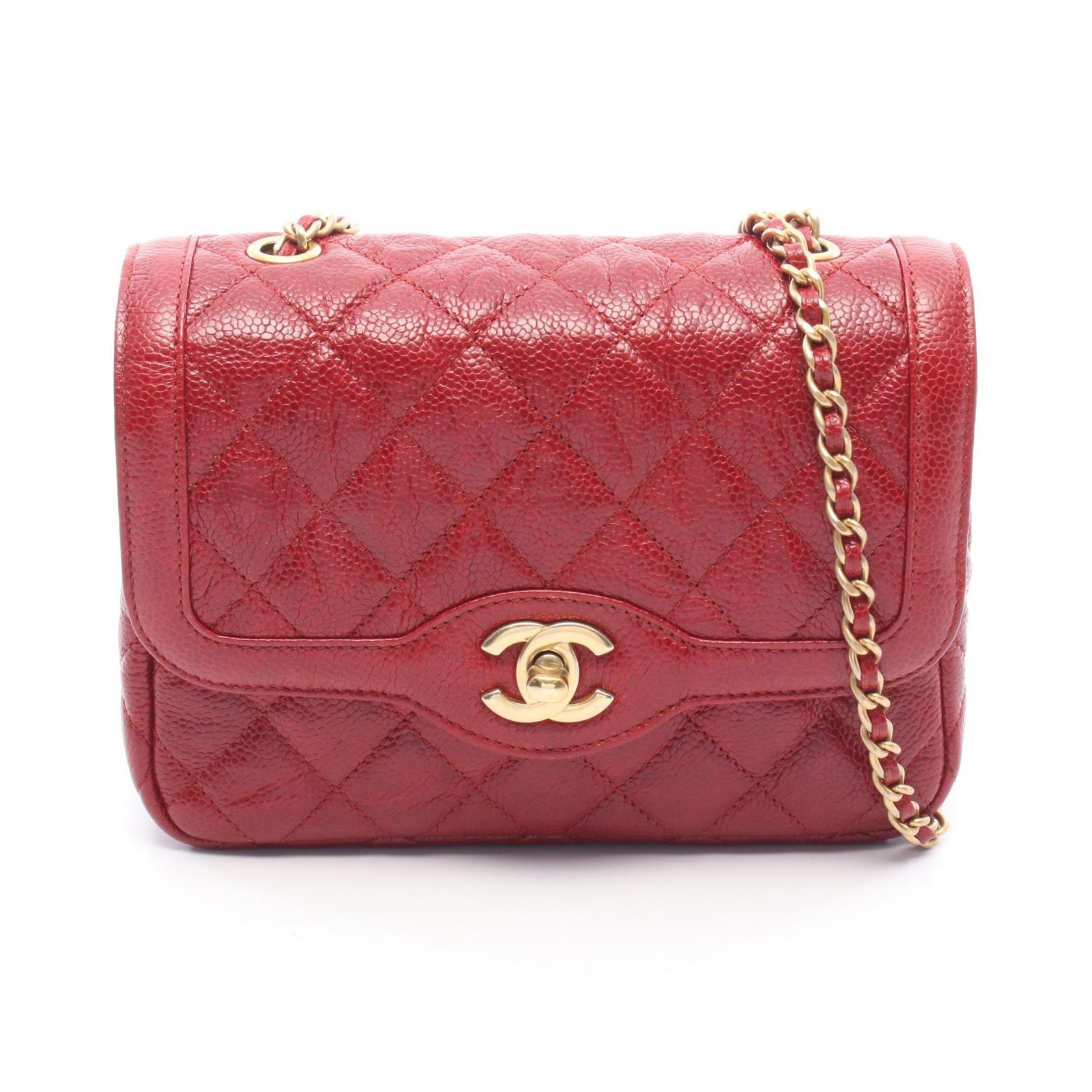 シャネル CHANEL ミニマトラッセ ショルダーバッグ バッグ レザー レディース レッド系 【中古】