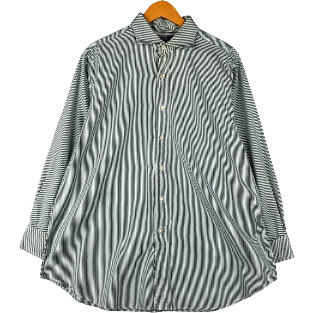 古着 ラルフローレン Ralph Lauren POLO by Ralph Lauren REGENT CLASSIC FIT 長袖 ワイドカラー ストライプシャツ メンズXL相当/eaa600198