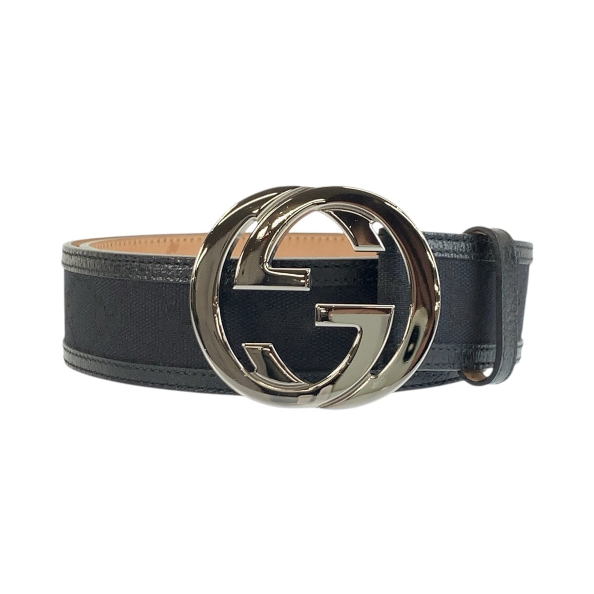 美品 GUCCI グッチ インターロッキング 90cm/36インチ ブラック 黒 GGキャンバス レザー/ ベルト 603393 【中古】