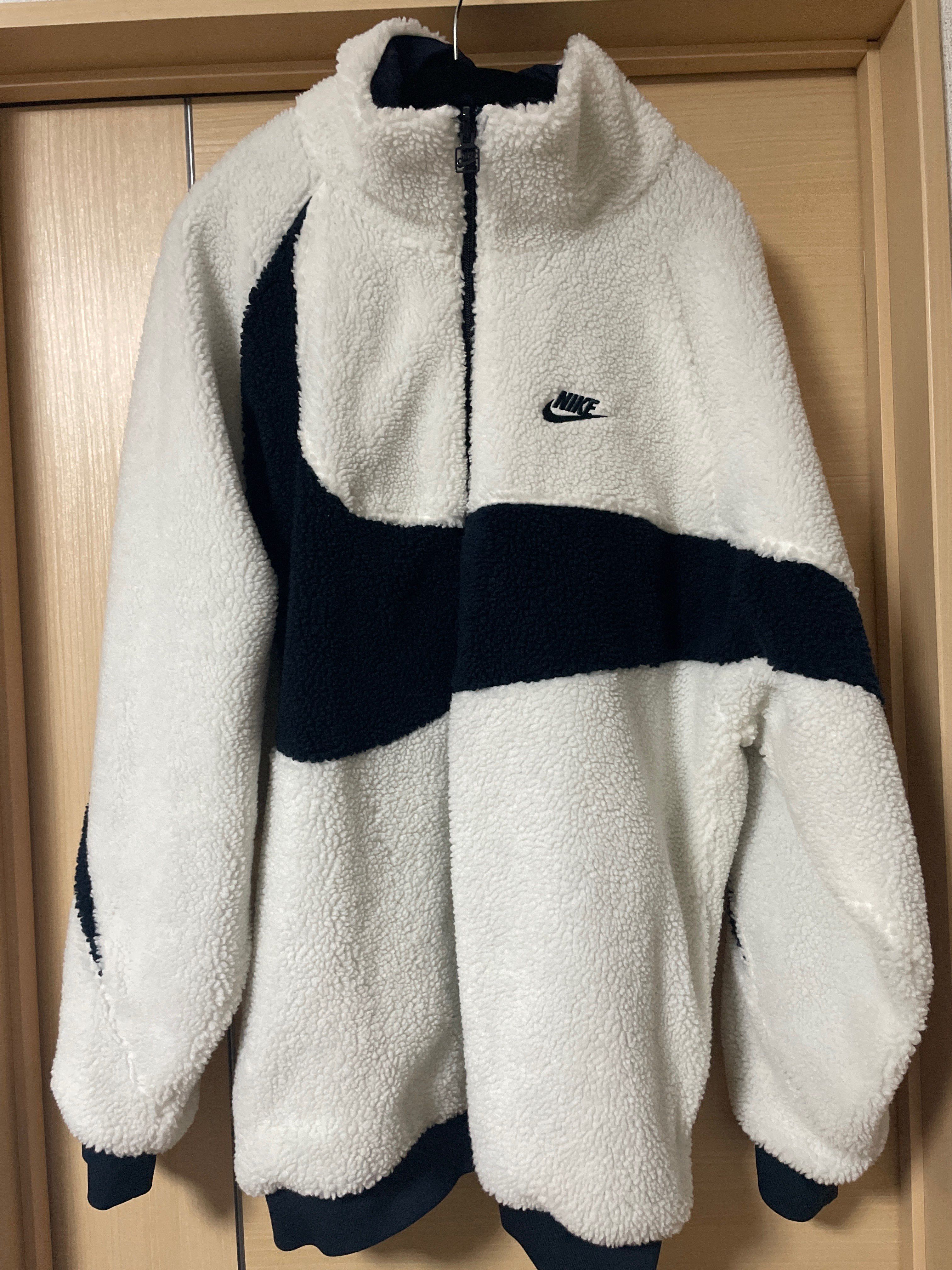 Nike Big Swoosh Reversible Boa Jacket "Sail/Dark Obsidian"