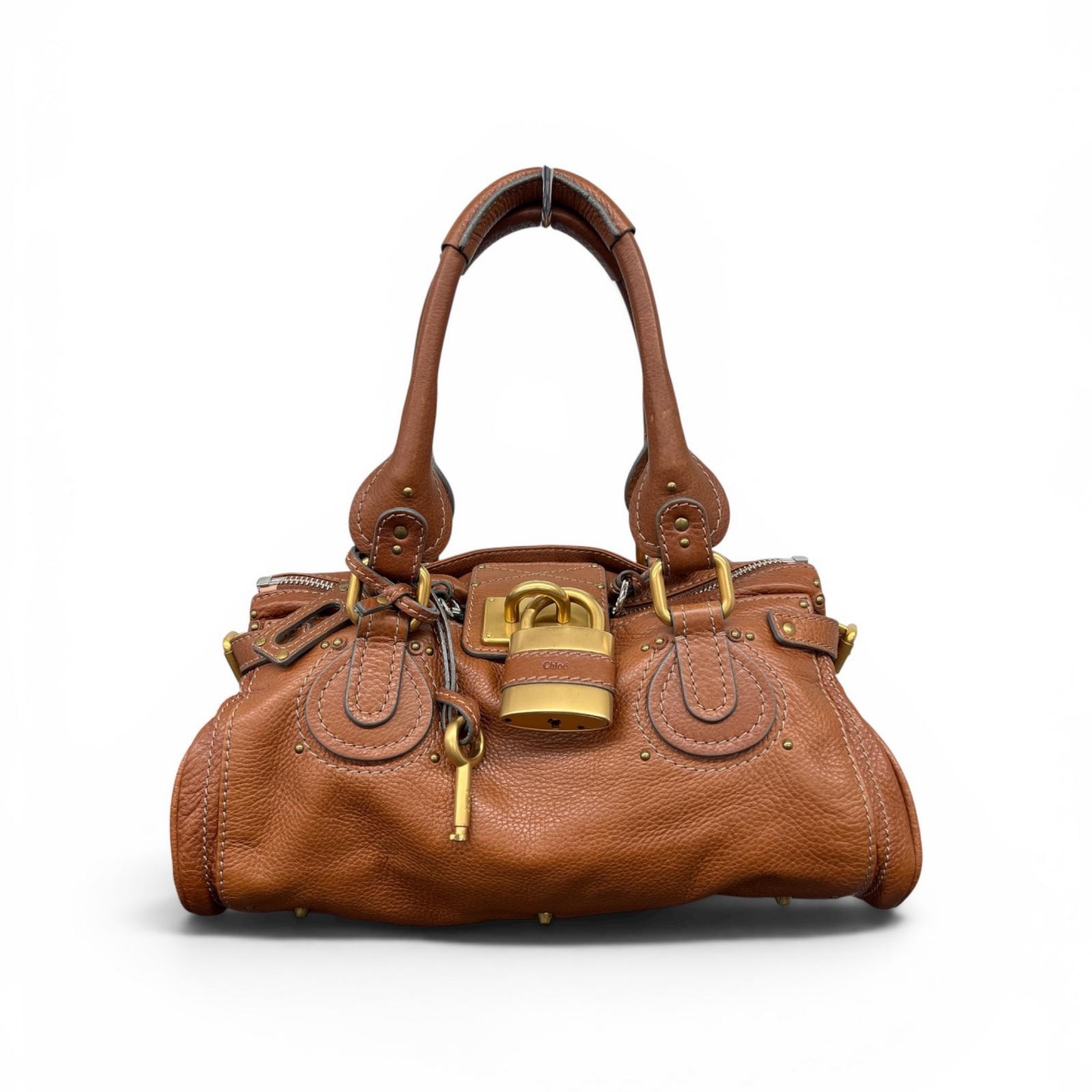 CHLOE 極美品 クロエ パディントン ハンドバッグ レザー ブラウン ミニボストンバッグ ショルダーバッグ 肩掛け Y2K Aランク 中古 鑑定済 クロエバッグ