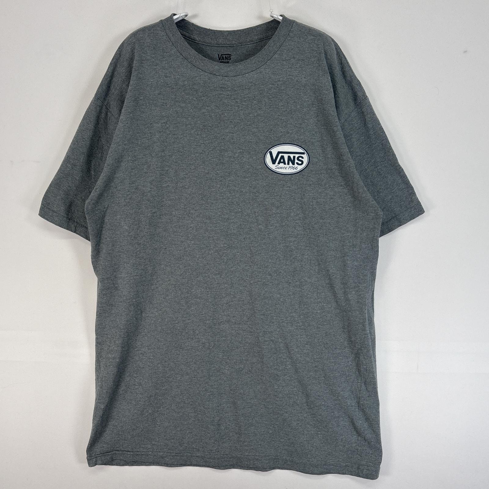 古着 バンズ VANS 半袖Tシャツ クルーネック 両面 プリント ロゴ スケボー M  グレー メンズ