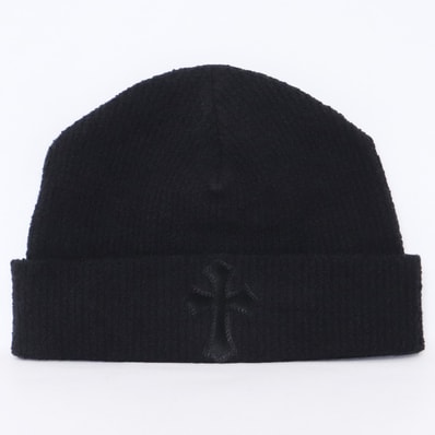 Chrome Hearts Calf Hair Leather Cross Patch Beanie "Black"