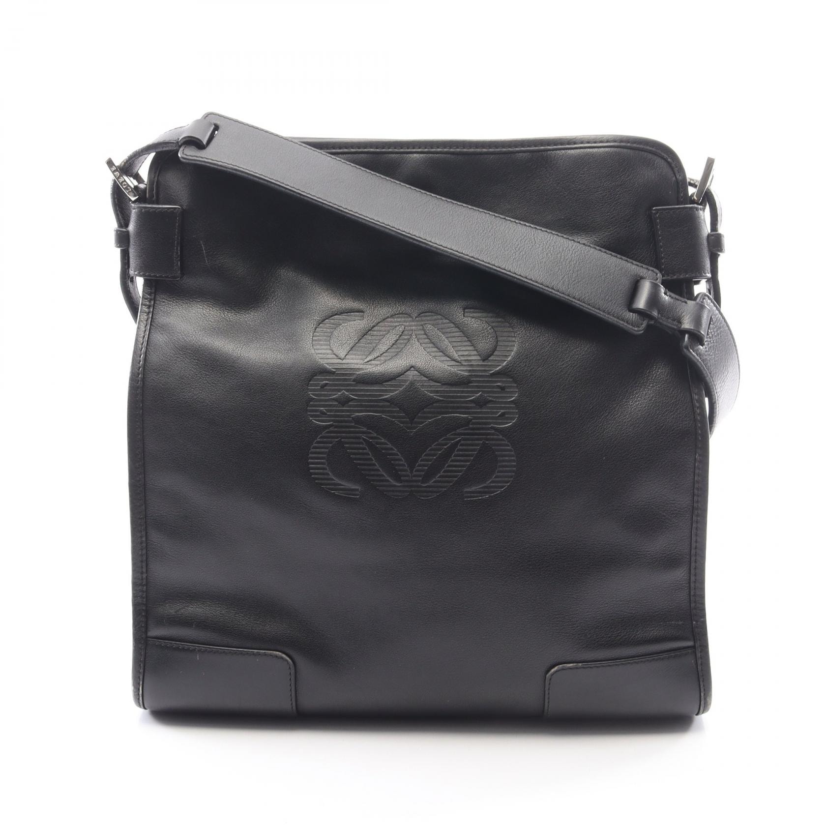 ロエベ LOEWE アナグラム ショルダーバッグ バッグ レザー レディース ブラック系 【中古】