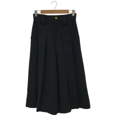 グッチ 22SS 664412 ブラック ウール ツイードプリーツガウチョパンツ 38