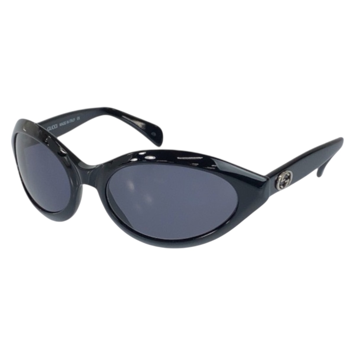 GUCCI グッチ インターロッキング ブラック 黒 シルバー金具 プラスチック サングラス 男女兼用 オーバル 600231 【中古】