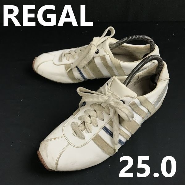リーガル/REGAL★レザースニーカー【size:25.0/白×ベージュ/white×beige】leather/sneakers/Shoes/trainers◆si-148