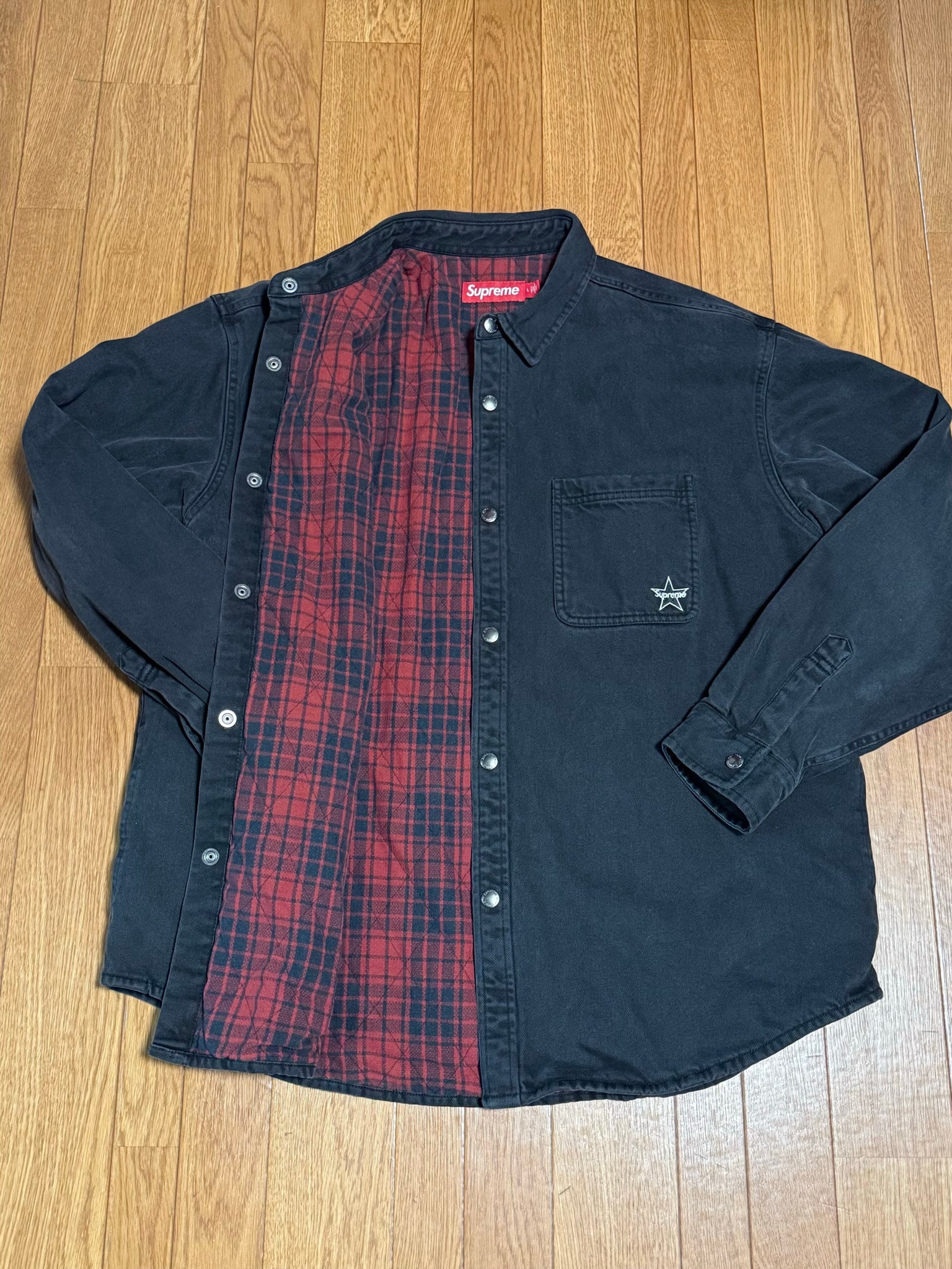 Supreme Quilted Lined Denim Snap Shirt "Black"