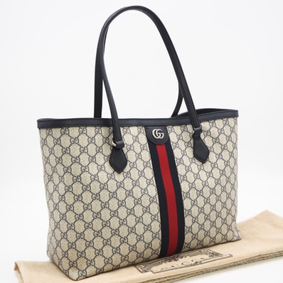 美品 GUCCI グッチ オフィディア GGスプリーム ラージ トートバッグ 631685 トートバッグ ベージュ ネイビー レッド コーティングキャンバス レザー メンズ