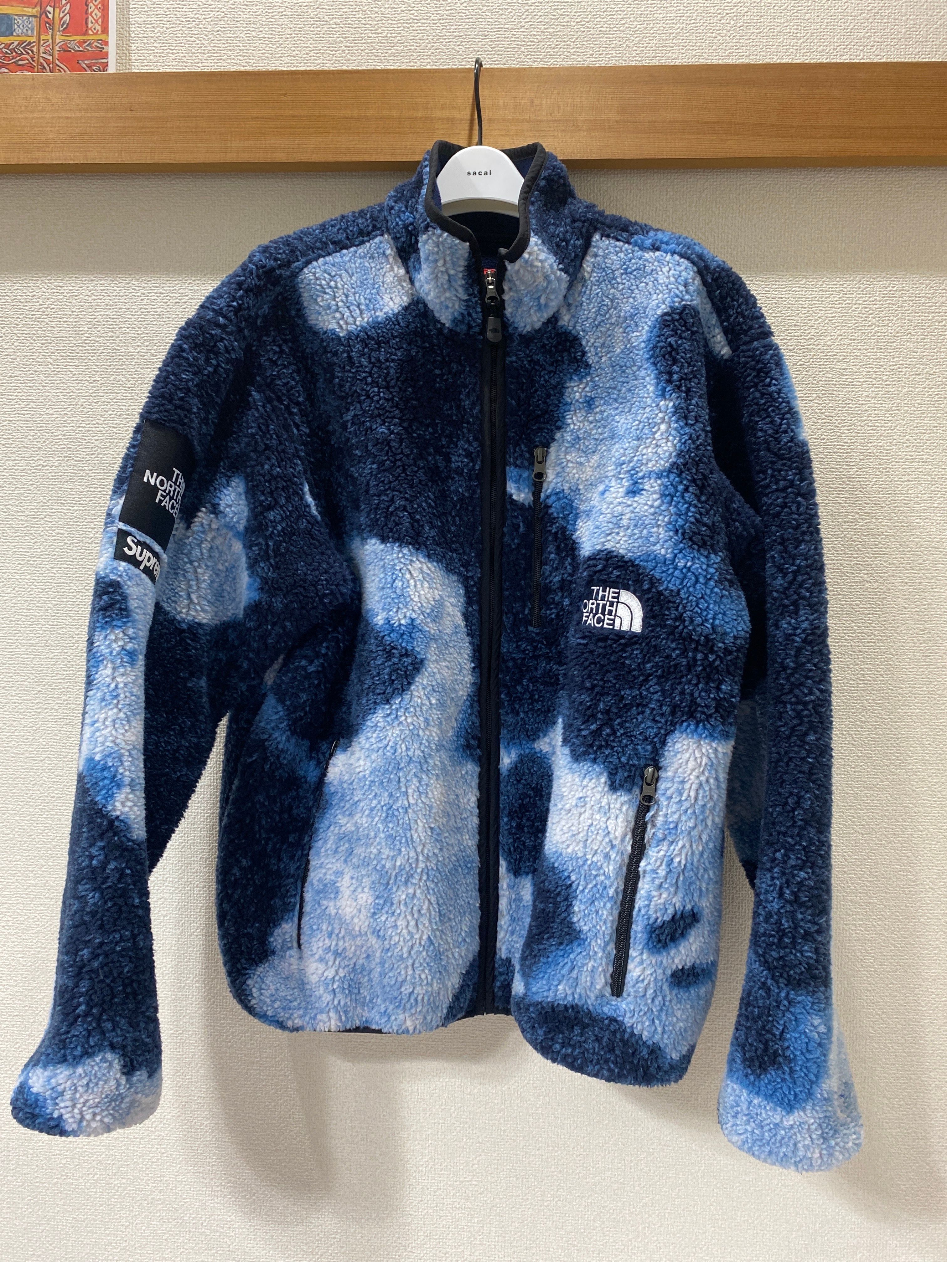 Supreme x The North Face Bleached Denim Print Fleece Jacket "Indigo"