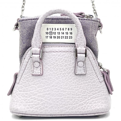 Maison Margiela(メゾンマルジェラ)5AC マイクロ ヴィンテージ ショルダーバッグ ハンドバッグ 2WAY ライトパープル レザー キャンバス レディース【中古】