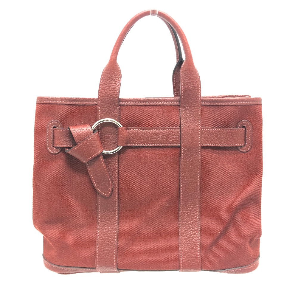 エルメス HERMES プティットサンチュ カバン トートバッグ キャンバス/レザー L□刻 ボルドー
