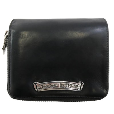CHROME HEARTS クロムハーツ(原本無) ウォレット SQ ZIP BILL スクエアジップビル ラウンド ジップ レザー ウォレット 財布 ブラック系【中古】
