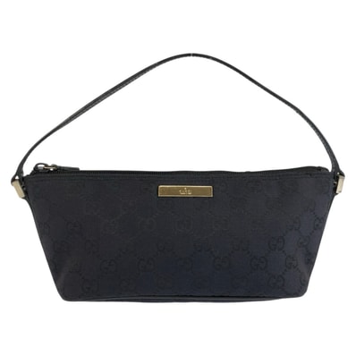 美品 GUCCI グッチ ブラック 黒 シルバー金具 ハンドバッグ アクセサリーポーチ 603229 【中古】