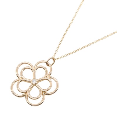 ティファニー TIFFANY&CO オープンフラワー 1PD ネックレス ネックレス ジュエリー K18PG(ピンクゴールド) ダイヤモンド レディース ゴールド系 / クリア系 【中古】