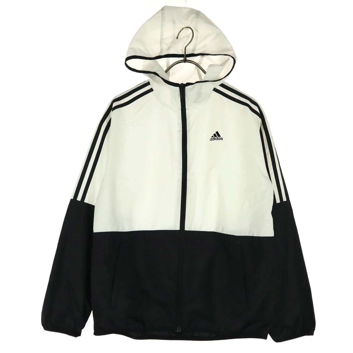 adidas アディダス バイカラー ワンポイントロゴ 長袖 薄手 ウインドブレーカー M ホワイト