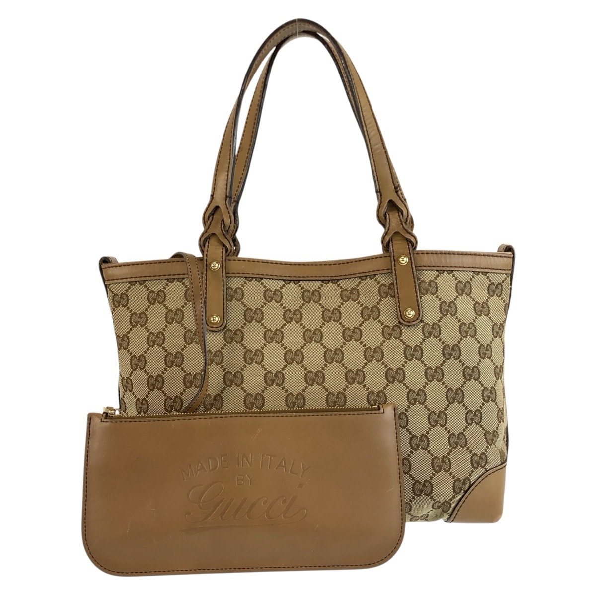 GUCCI グッチ ブラウン ベージュ ゴールド金具 GGキャンバス レザー/ トートバッグ ハンドバッグ 1-0294216 【中古】
