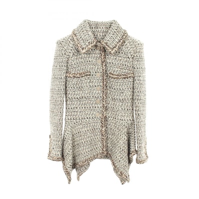 シャネル CHANEL ココマークボタン ステンカラーコート 衣料品 アウター ウール カシミヤ アルパカ レディース ホワイト系 / ブラック系 / ブラウン系 P59951V45402 【中古】