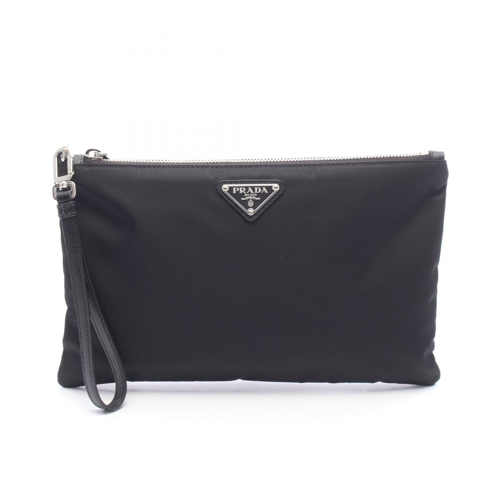 プラダ PRADA トライアングルロゴ セカンドバッグ クラッチバッグ バッグ ナイロン レザー メンズ ブラック系 2NH0062DMHF0002 【新品】