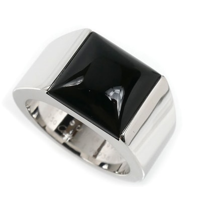 CARTIER カルティエ K18WG ホワイトゴールド タンクマックス リング・指輪 オニキス 18号 58 23.3g メンズ【中古】【美品】