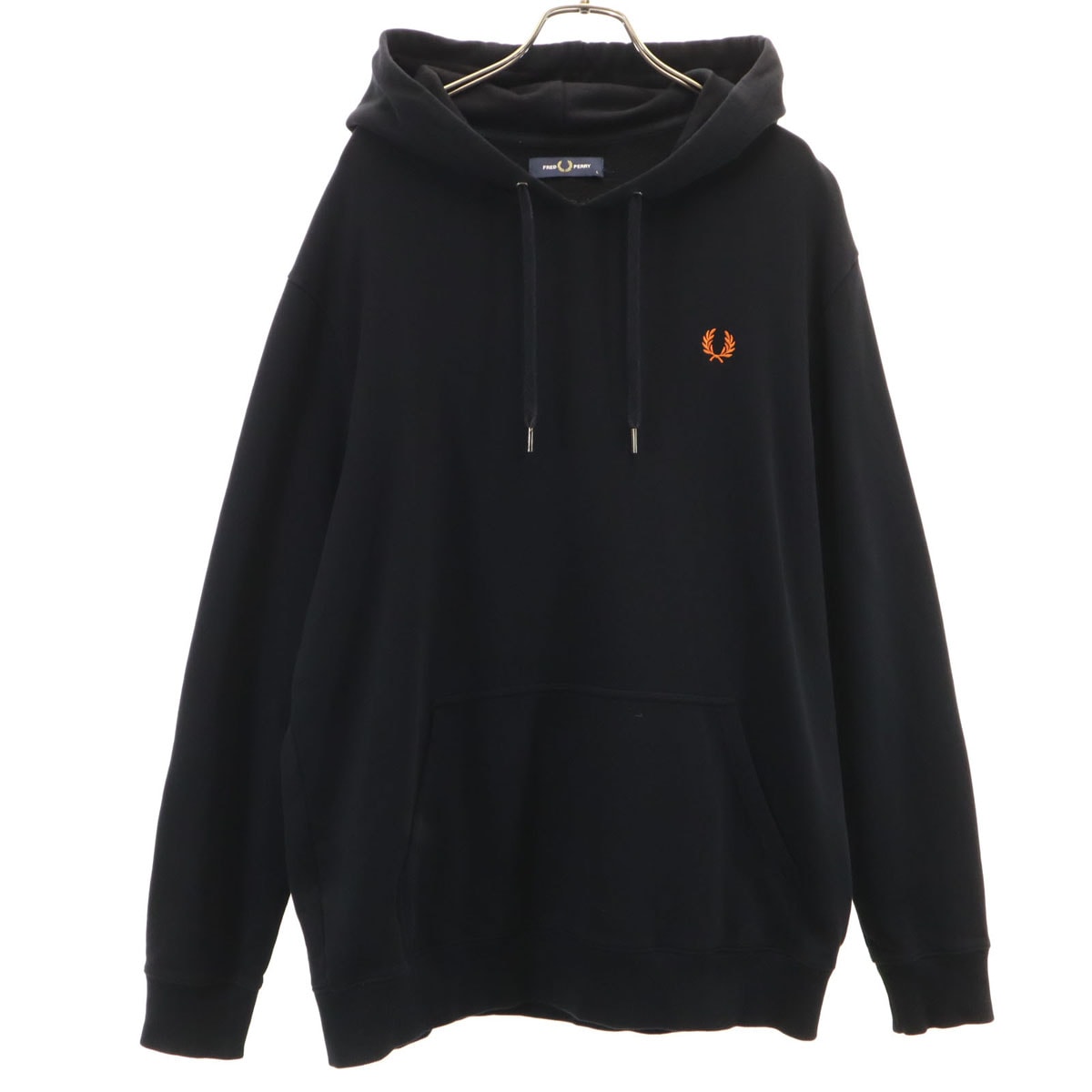 FRED PERRY フレッドペリー バックロゴ 長袖 スウェットパーカー L ブラック