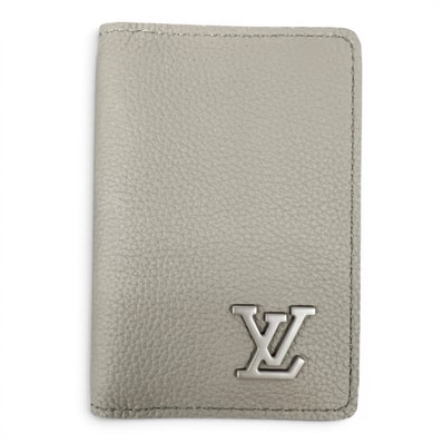 LOUIS VUITTON 展示品級 ルイヴィトン オーガナイザー ドゥポッシュ アエログラム カードケース M82277 レザー RFID確認済 グレー パスケース スタンプ付 LV ヴィトン 美品 SAランク 中古 鑑定済 ヴィトン財布