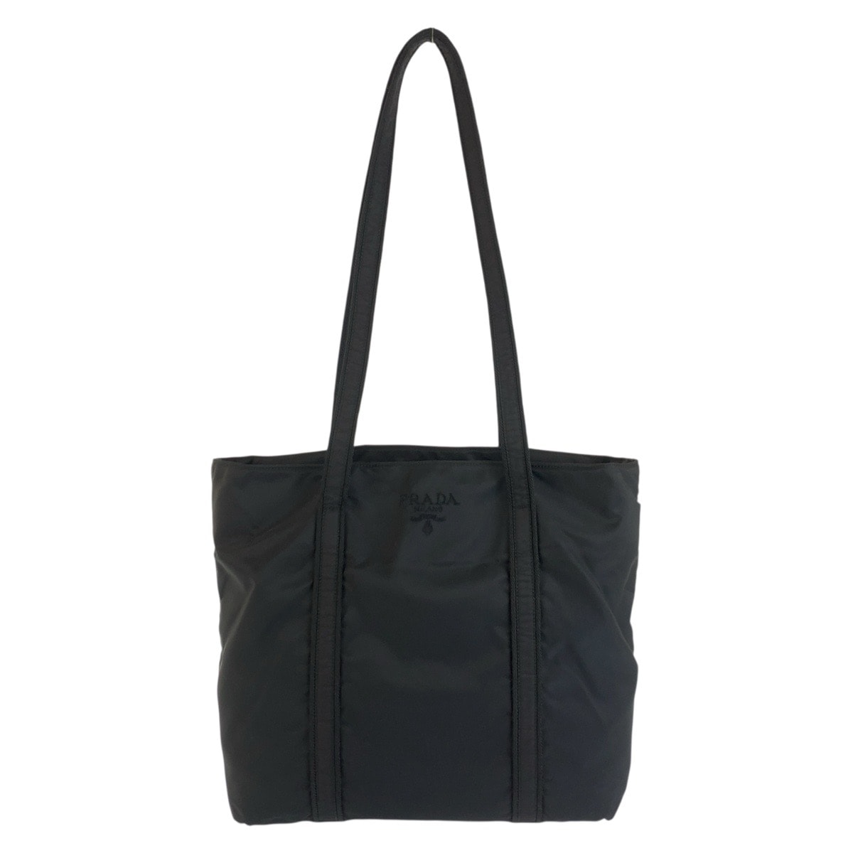 美品 PRADA プラダ テスート ロゴ刺繍 ブラック 黒 ナイロン トートバッグ ショルダーバッグ 604382 【中古】