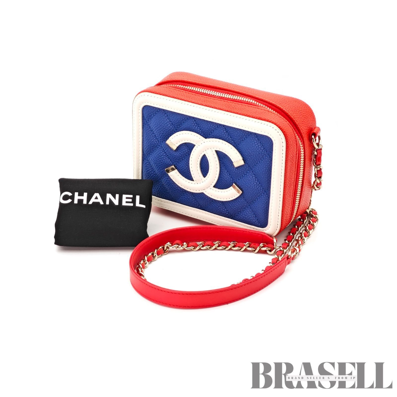 CHANEL シャネル CC Filigree Vanity Case CHANEL Filigree CC Filigree Vanity Case 26963152 バニティバッグ Leather レッド ブルー ホワイト レディース