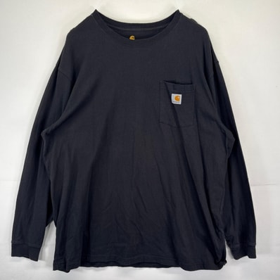 古着 カーハート Carhartt 長袖Tシャツ クルーネック 大きいサイズ ワンポイントロゴ ワーク 14041 ブラック メンズ