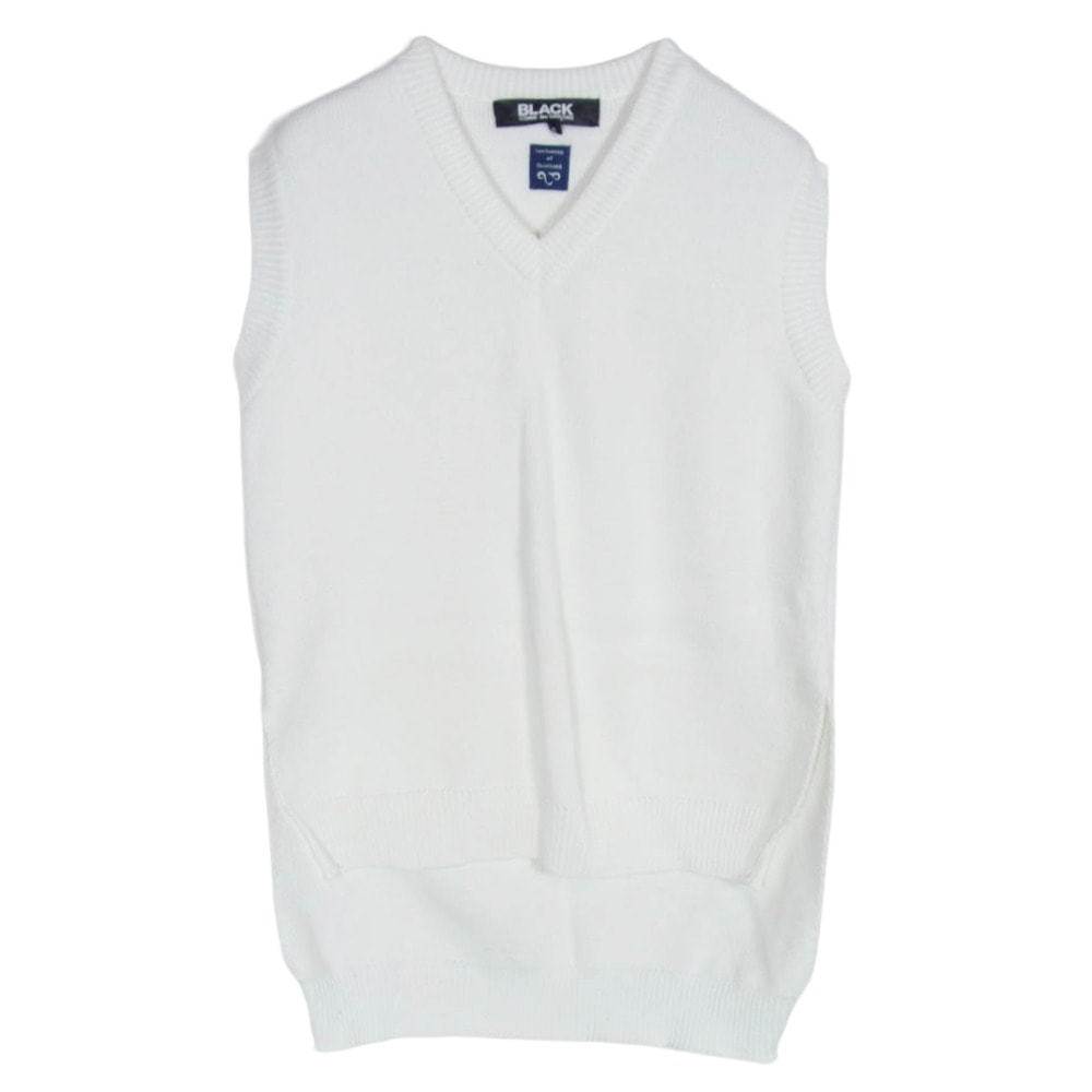 BLACK COMME des GARCONS ブラックコムデギャルソン ベスト 1G-N502 LOCHAVEN of SCOTLAND ロキャベン・オブ・スコットランド Vネック ニット ベスト ホワイト系 S【中古】