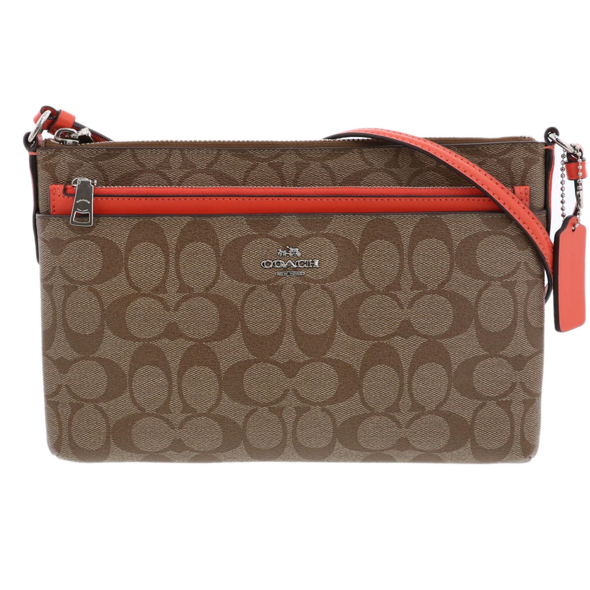 COACH コーチ シグネチャー ショルダーバッグ ショルダーバッグ F58316 PVCコーティングキャンバス レザー ブラウン オレンジ レディース【中古】