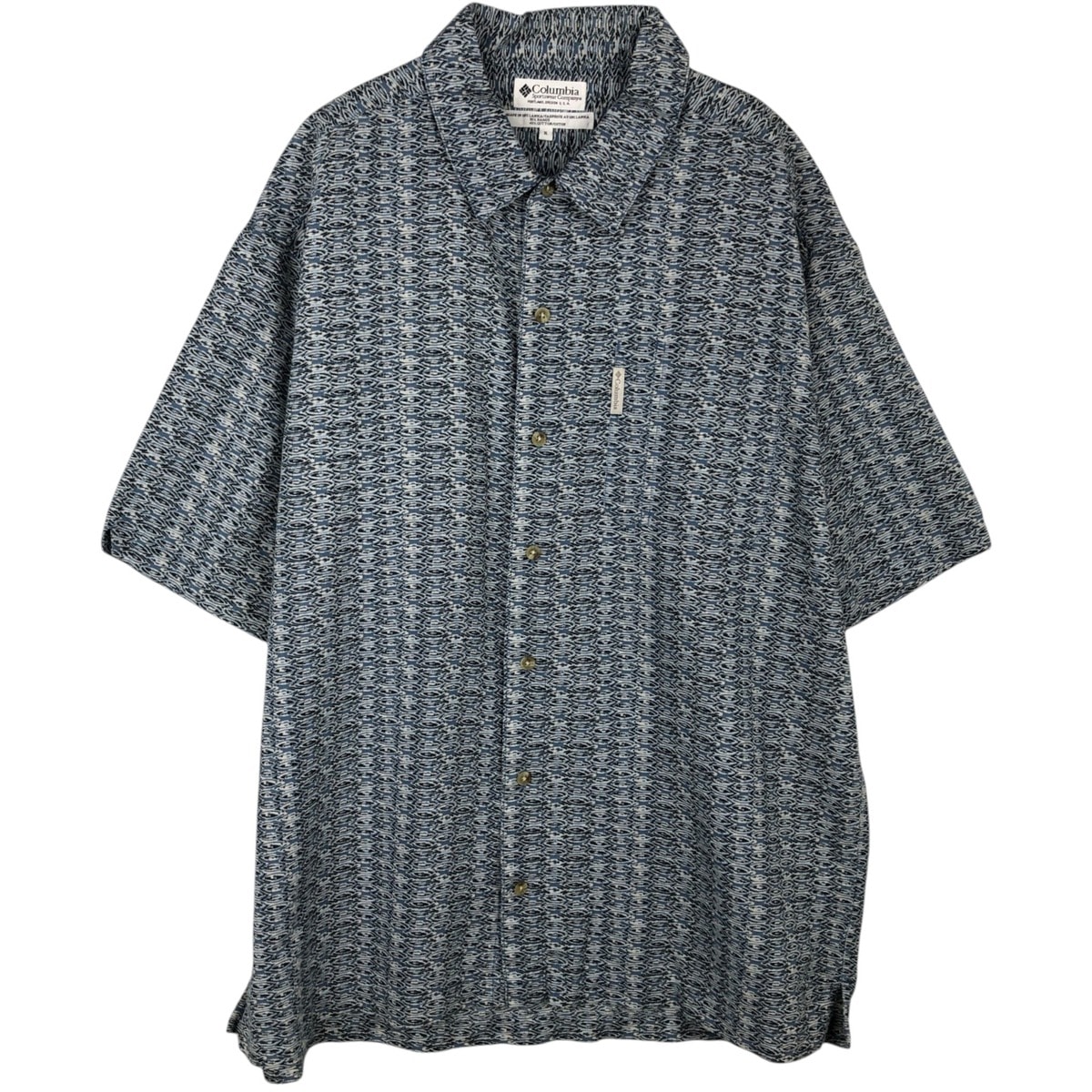古着 90~00年代 コロンビア Columbia 総柄 半袖 コットン×リネンシャツ ボックスシャツ メンズXL相当 ヴィンテージ/rab182095