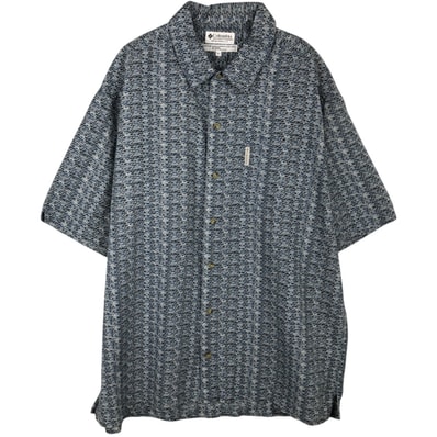 古着 90~00年代 コロンビア Columbia 総柄 半袖 コットン×リネンシャツ ボックスシャツ メンズXL相当 ヴィンテージ/rab182095
