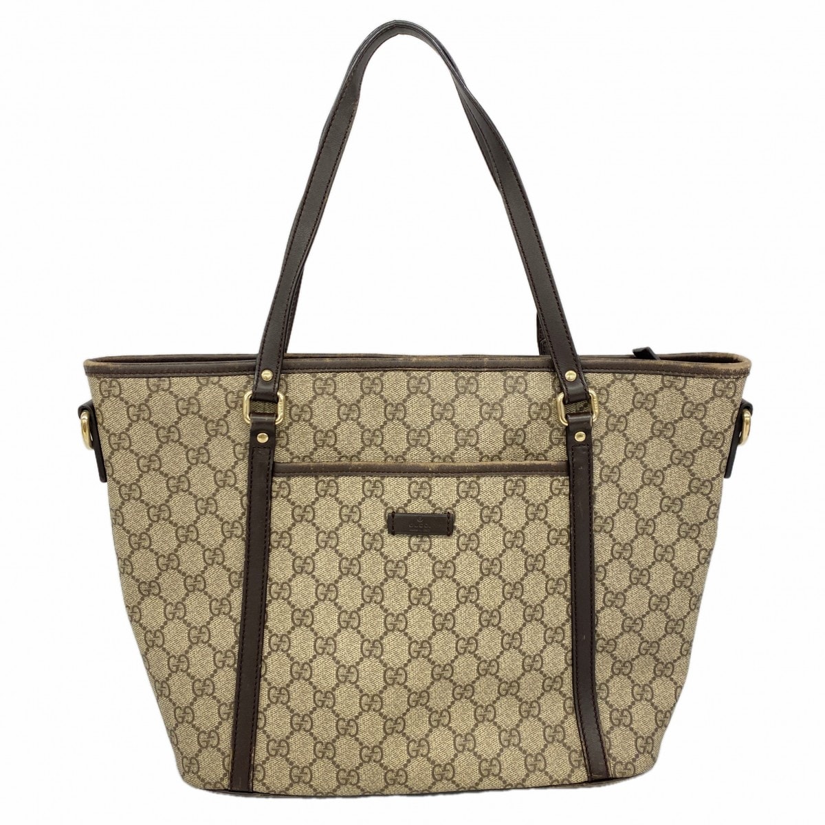 【6ce6169】グッチ トートバッグ GGスプリーム 388929 PVC ブラウン ゴールド金具【中古】レディース