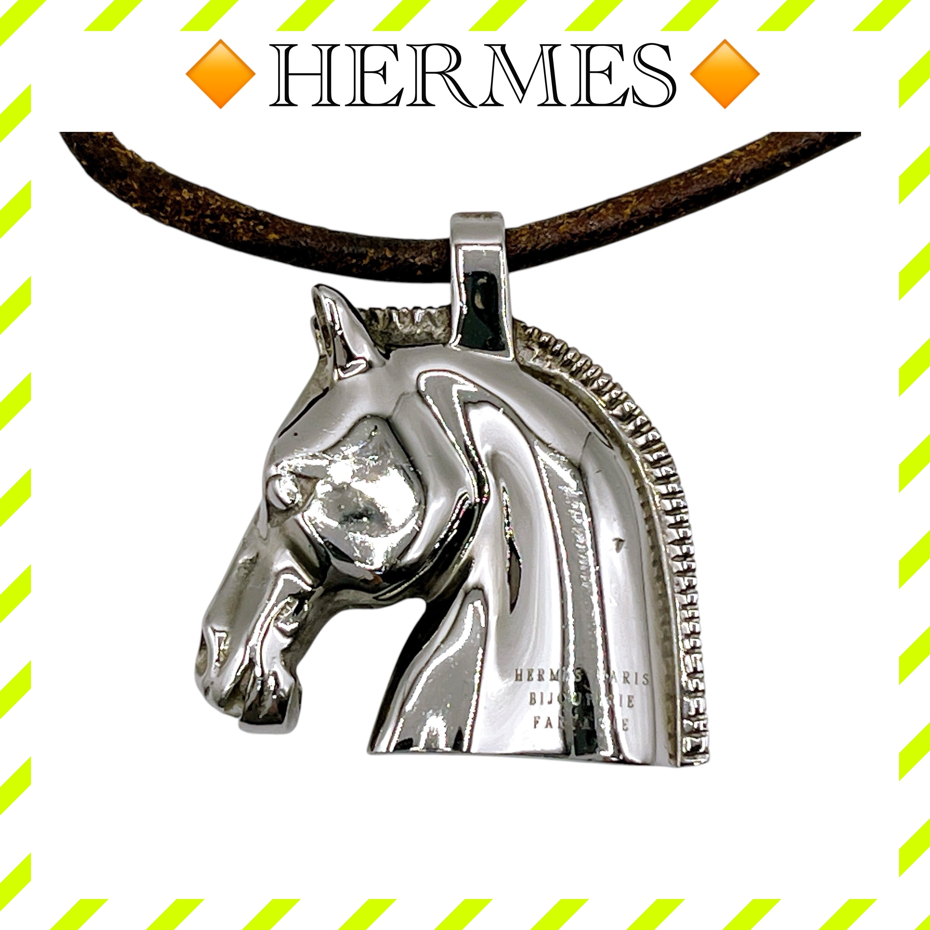 良品 エルメス シュバルホース 馬 ペンダント ネックレス シルバー レディース