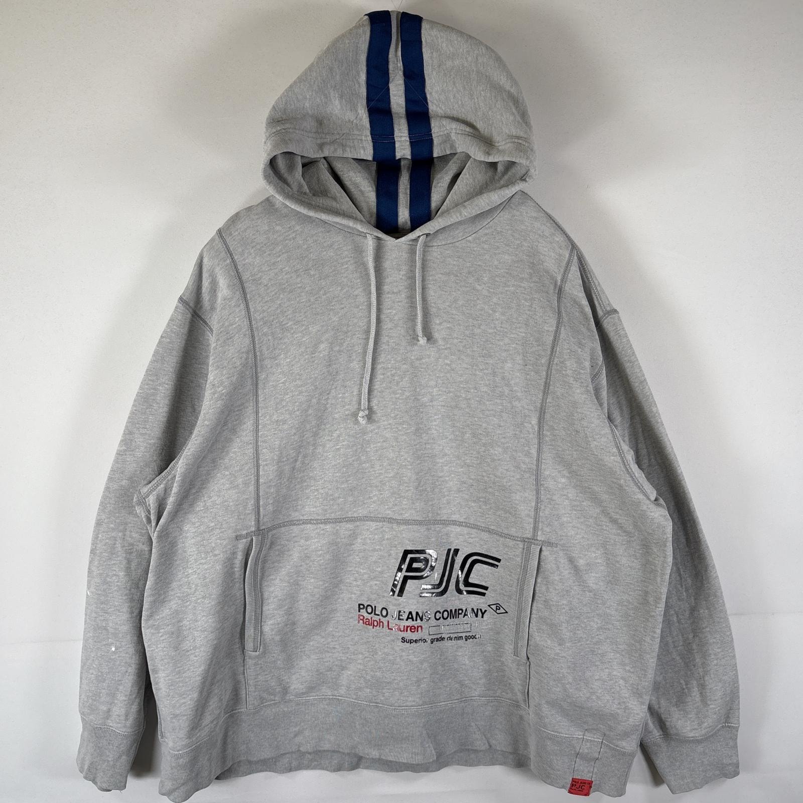 古着 ポロジーンズ POLO JEANS パーカー ラルフローレン スウェット プルオーバー 肉厚 大きいサイズ プリントロゴ 14041 グレー メンズ