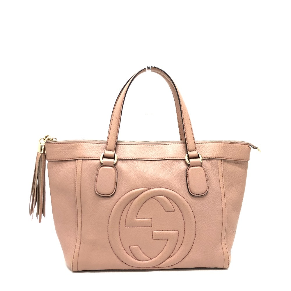 グッチ GUCCI ソーホー インターロッキングG 282307 フリンジバッグ ハンドバッグ レザー ピンクベージュ