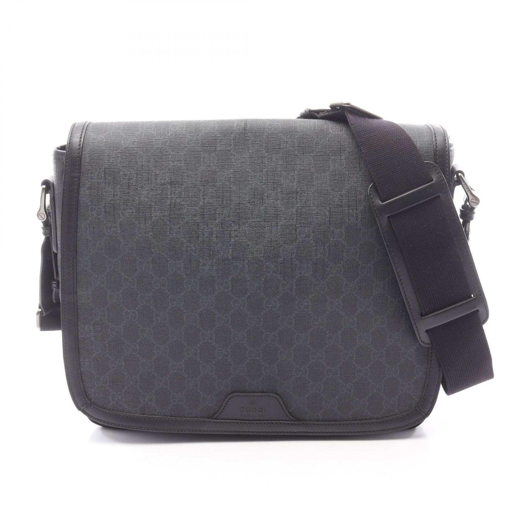 グッチ GUCCI GGスプリーム ショルダーバッグ バッグ PVCコーティングキャンバス レザー メンズ ブラック系 322068 【中古】