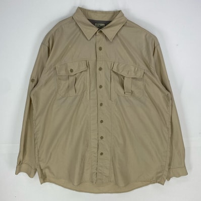 古着 エルエルビーン L.L.Bean 長袖シャツ ロングスリーブ アウトドア 胸ポケット 大きいサイズ 2XL ベージュ系 無地 メンズ