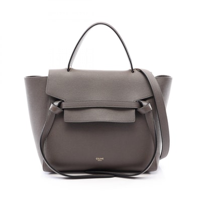 セリーヌ CELINE BELT BAG MICRO ベルトバッグ マイクロ 2WAY ハンドバッグ バッグ レザー レディース グレー系 【中古】